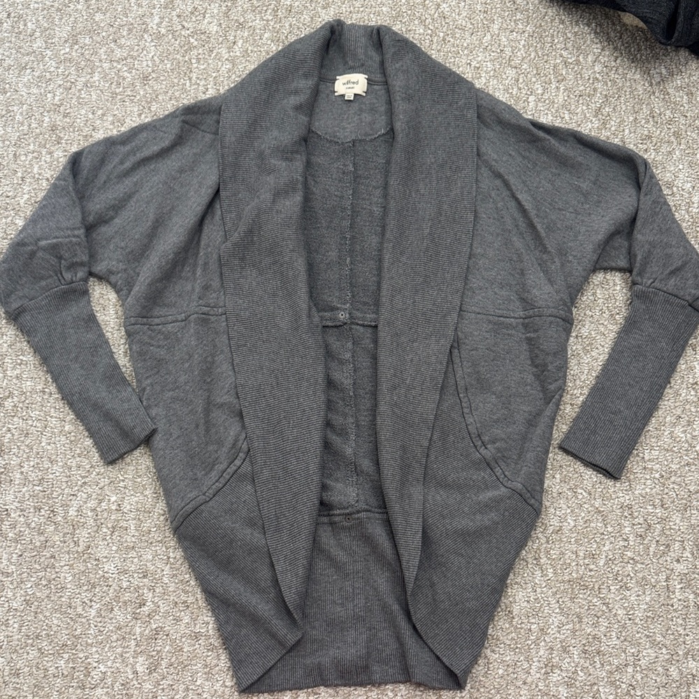 Wilfred Splendid Charcoal Open Front Sweater